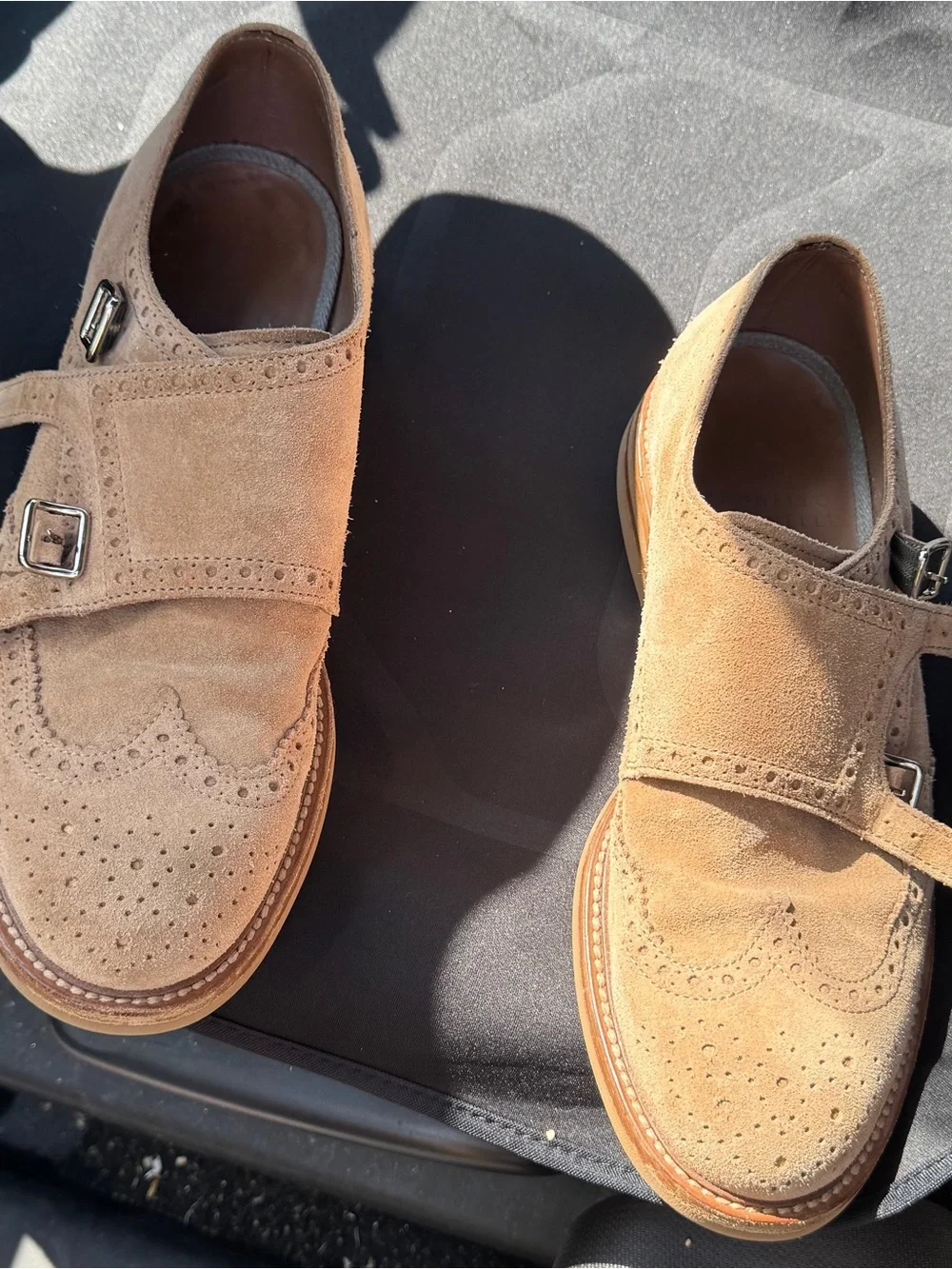1300$ Brunello Cucinelli Tan Suede Double Monk Strap Brogues